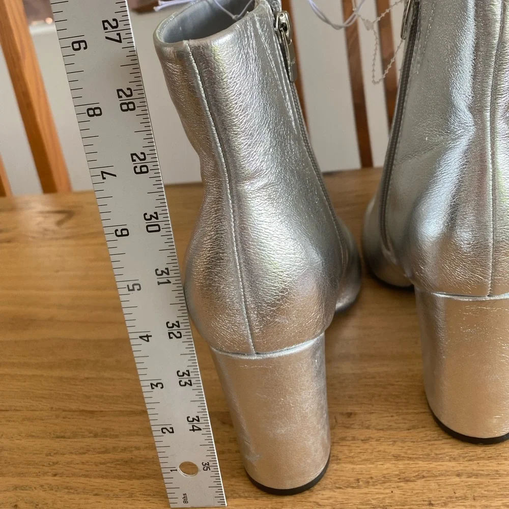 Marc Fisher Silver Metallic Mid Shaft Point Toe Heeled Boots Women’s 11 NWT - Picture 4 of 9